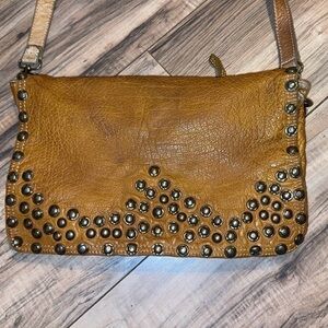 Wilsons Leather Brown Studded Crossbody Bag